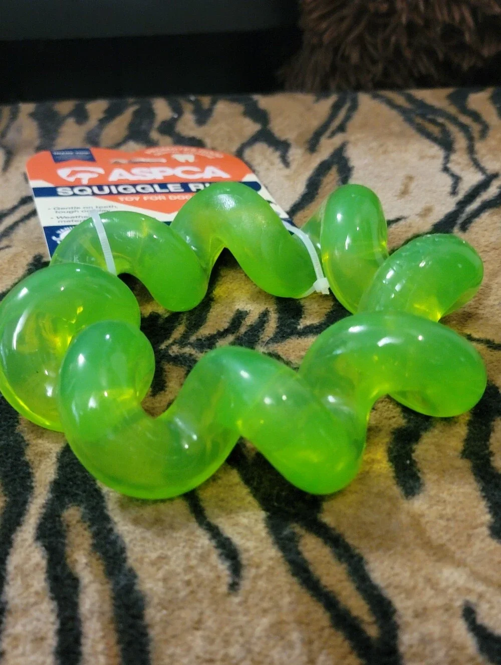 ASPCA Dog Ring Squiggle Green Rubber Interactive Durable Fetch Toy Large Xl Ea.